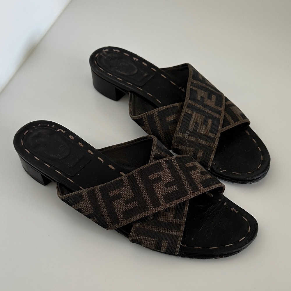 Fendi Women's Zucca heeled slides